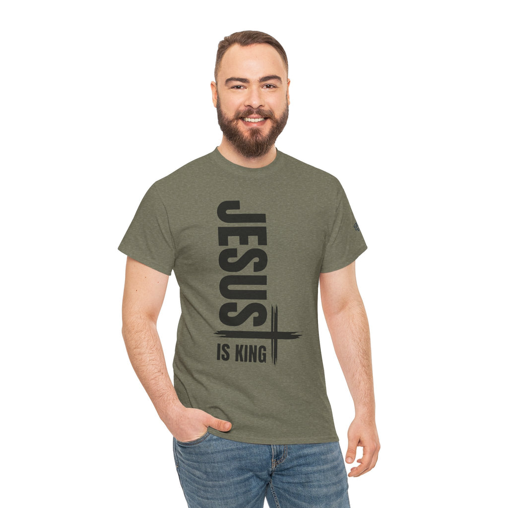 Jesus Is King T-shirt | Modern Typographic Cross Christian T-shirt Printify