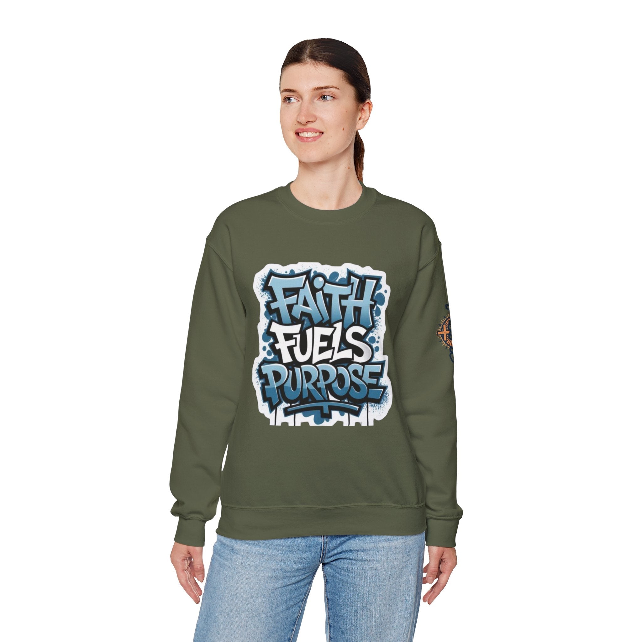 Faith Fuels Purpose Sweatshirt – Inspirational Christian Sweatshirt for Divine Drive & Unstoppable Belief Printify