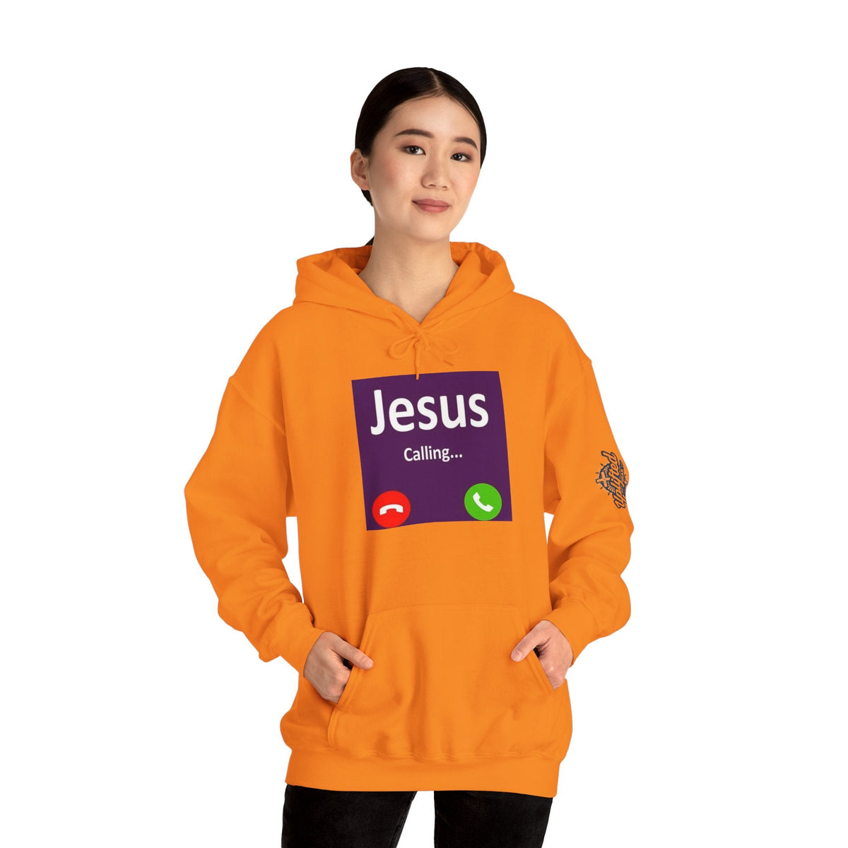 Jesus Calling Hoodie – Funny Cell Phone Screen Christian Sweatshirt for Divine Connection & Faith Humor Printify