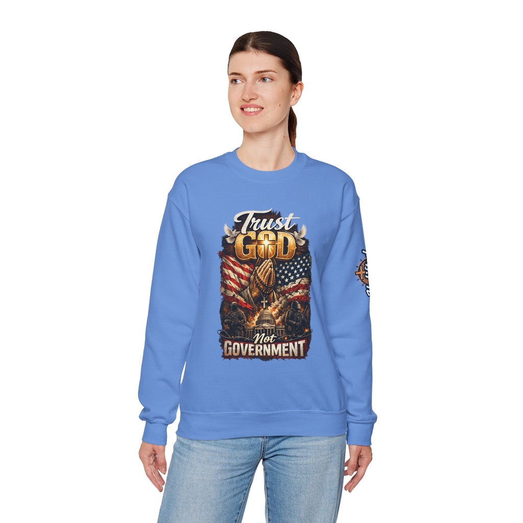 Trust God Not Government Sweatshirt — Vintage Patriotic Christian Sweatshirt Printify