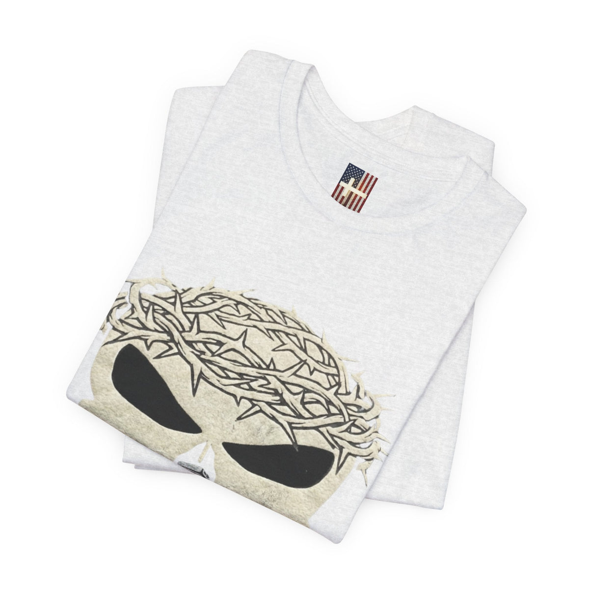 Christian Skull T-shirt - Crown of Thorns & Nails - Warrior Faith T-shirt Printify