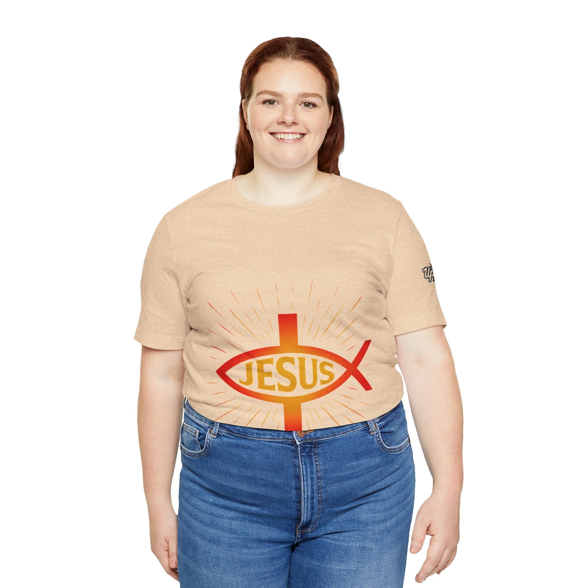 Jesus Ichthys T-shirt – Christian Fish Symbol with Cross & Jesus Inscription T-shirt for Eternal Faith & Streetwear Printify