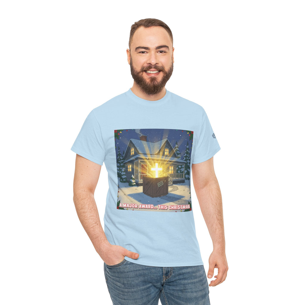 A Major Award This Christmas T-shirt – Fragile Leg Lamp Parody Cross Unboxing Christian T-shirt for Hilarious Faith & Holiday Glow Printify
