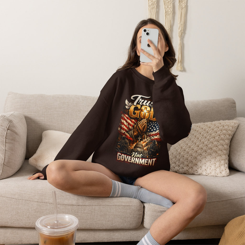 Trust God Not Government Sweatshirt — Vintage Patriotic Christian Sweatshirt Printify