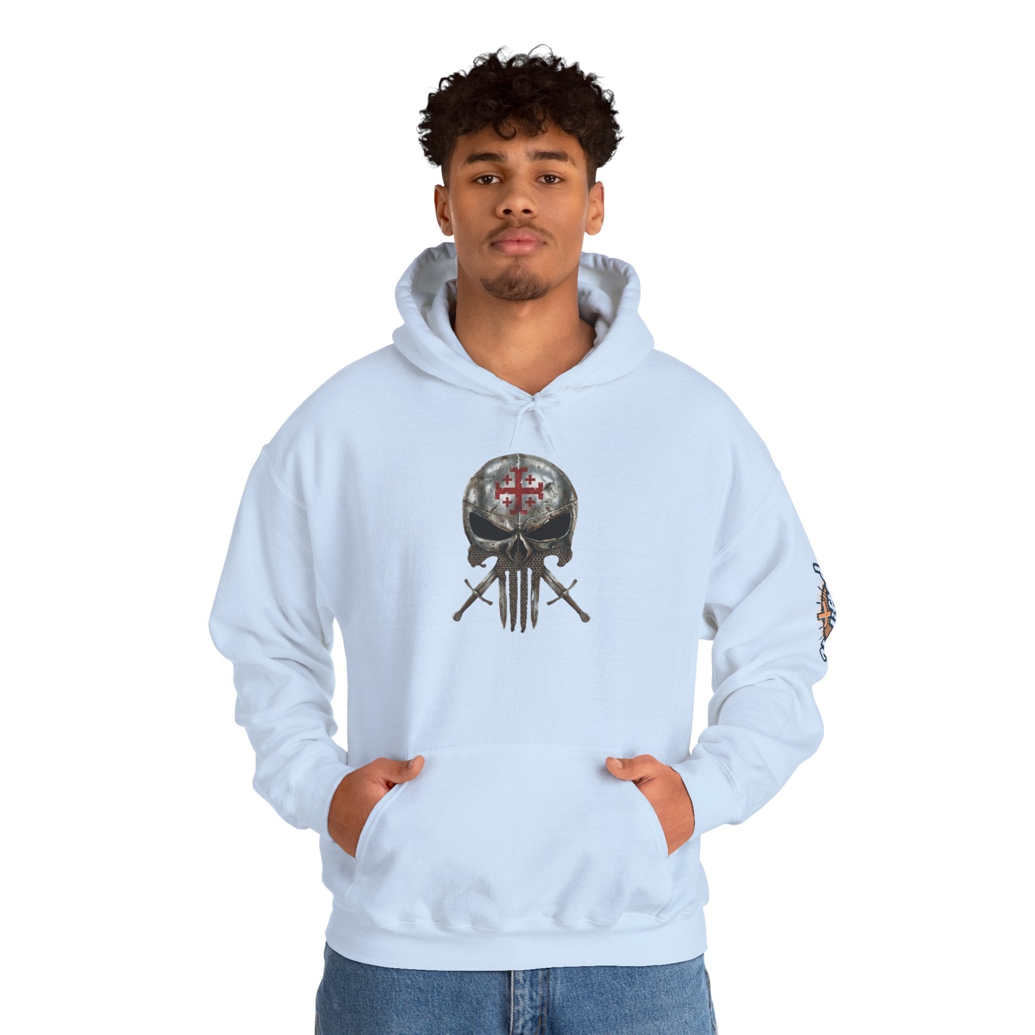Crusader Knight Christian Skull Hoodie - Warrior Armor of God Hoodie Printify