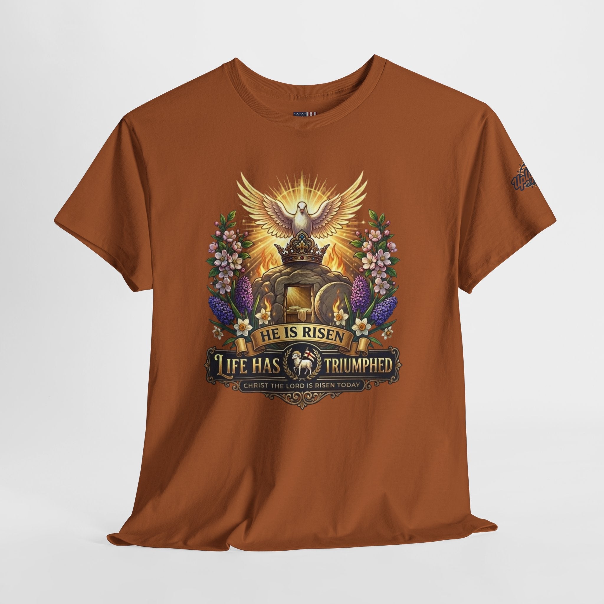 He Is Risen "Life Has Triumphed" T-Shirt — Easter Resurrection Christian Tee Printify