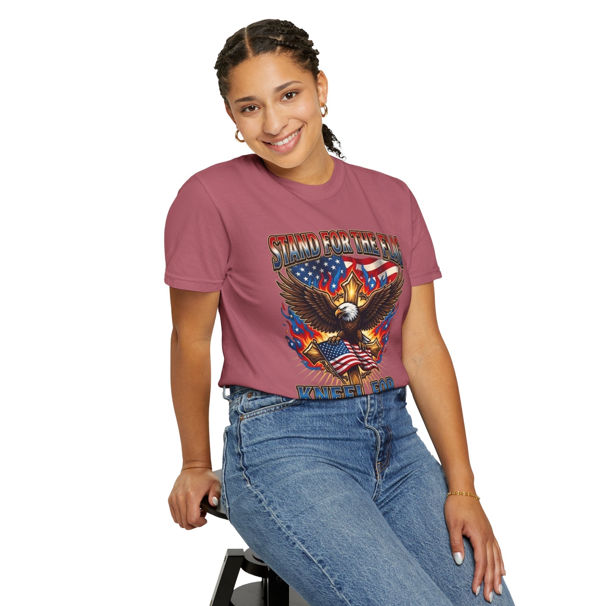 Stand for the Flag Kneel for the Cross T-shirt | Patriotic Eagle T-shirt Printify
