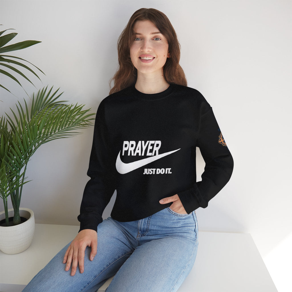 Prayer Just Do It Sweatshirt - Funny Christian Nike Parody Sweatshirt - Faith Gear Printify