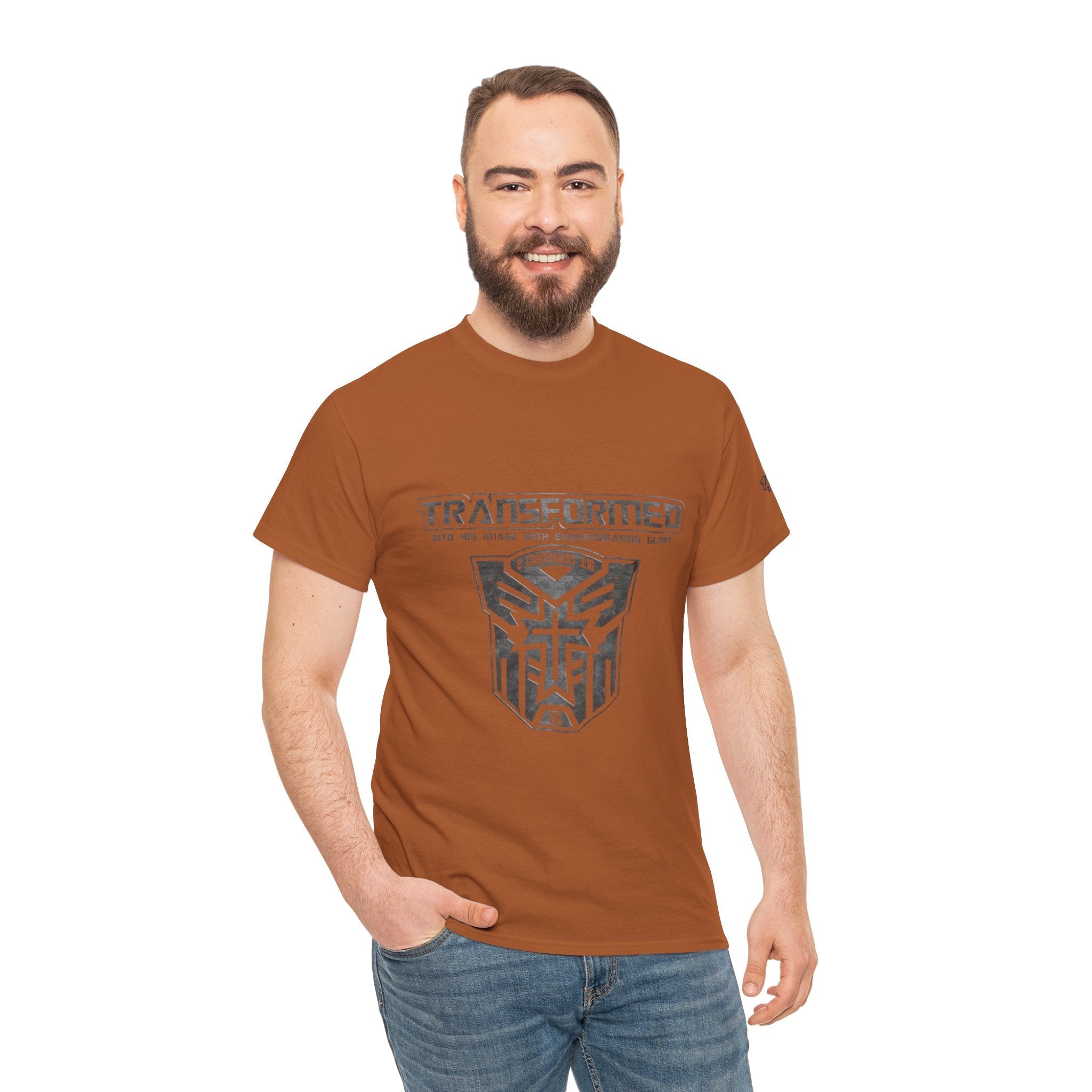 Transformer Logo Christian T-shirt | 2 Corinthians 3:18 Bible Verse T-shirt Printify