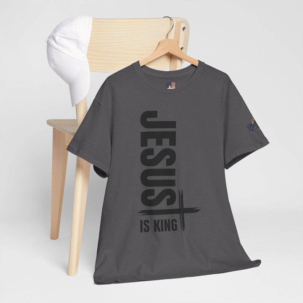 Jesus Is King T-shirt | Modern Typographic Cross Christian T-shirt Printify