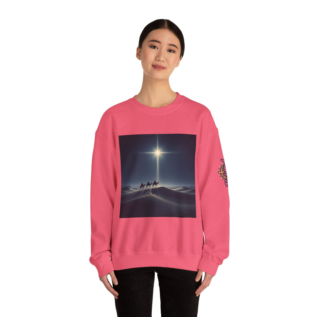 3 Wise Men Sweatshirt – Magi Camels Nativity Journey Christian Christmas Sweatshirt for Epiphany Faith & Holy Night Printify
