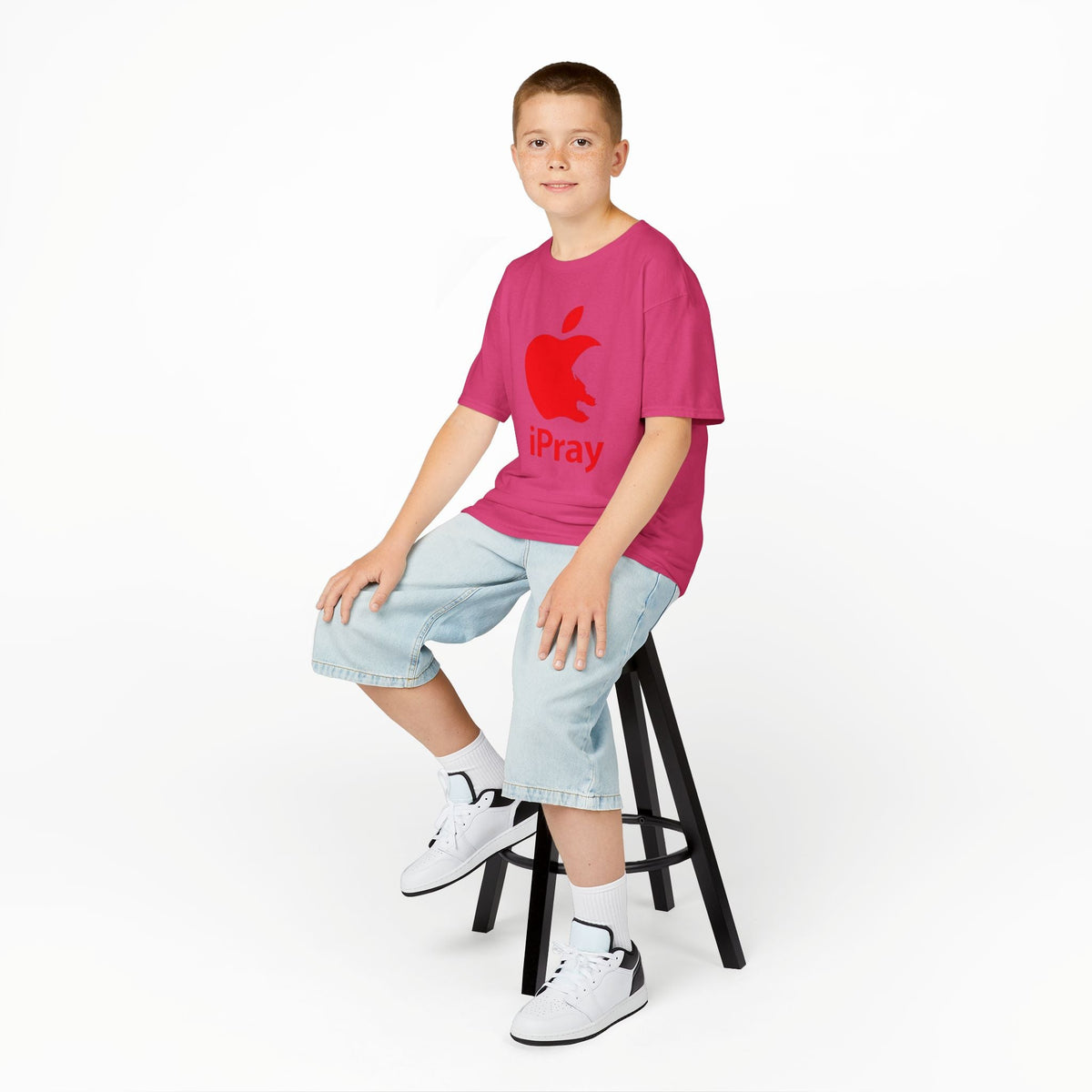 Kids Graphic Tee — Red iPray Logo Prayer Shirt for Children Printify
