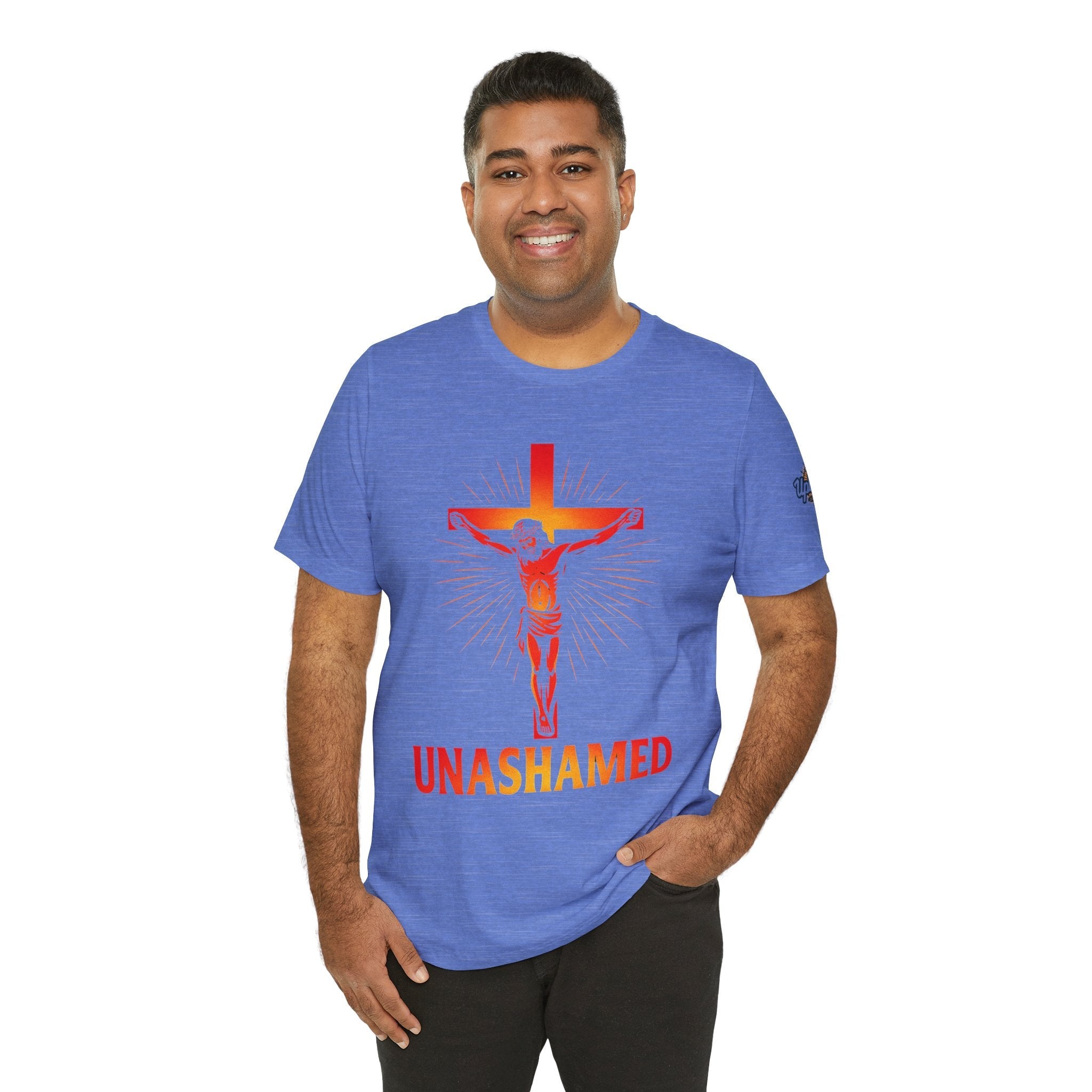 Unashamed T-shirt – Romans 1:16 Crucifixion Christian t-shirt for Bold Unwavering Faith Printify