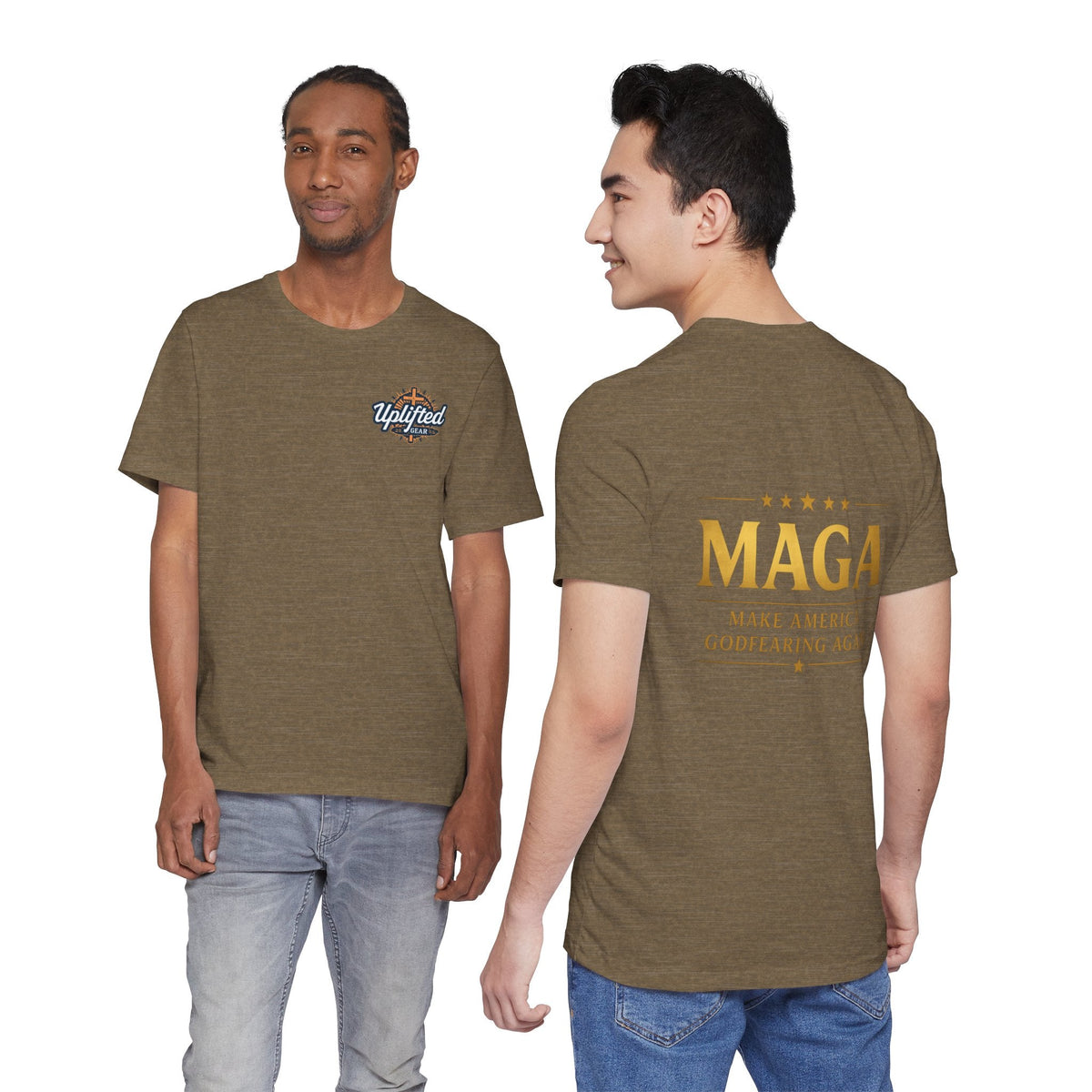 MAGA Gold Letter T-Shirt — "Make America Great Again" Printify
