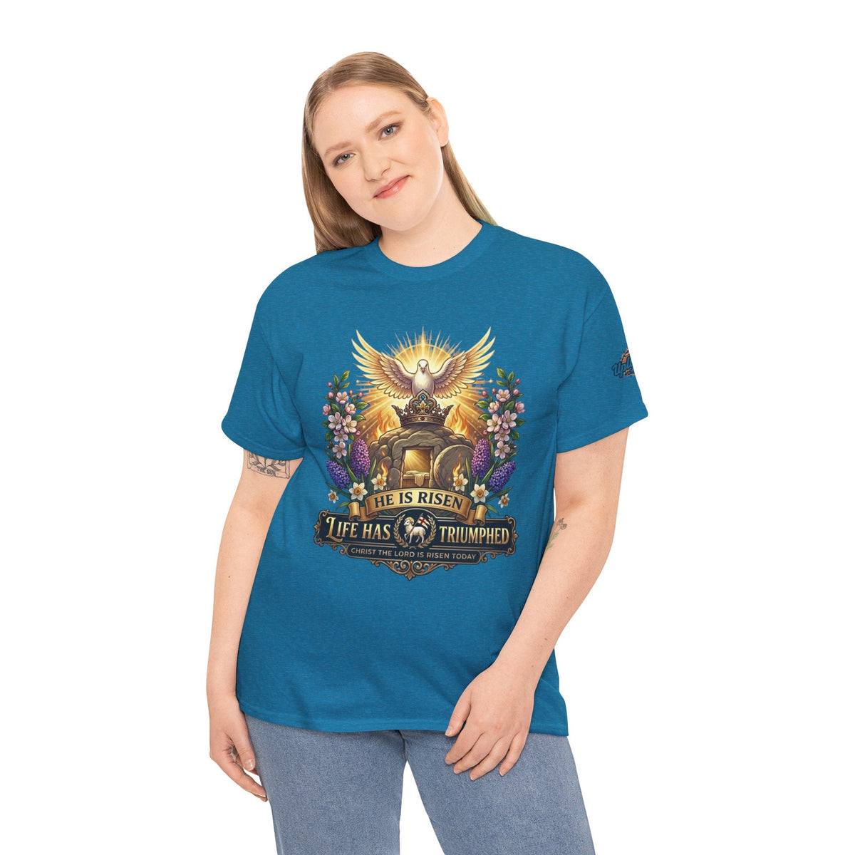 He Is Risen "Life Has Triumphed" T-Shirt — Easter Resurrection Christian Tee Printify