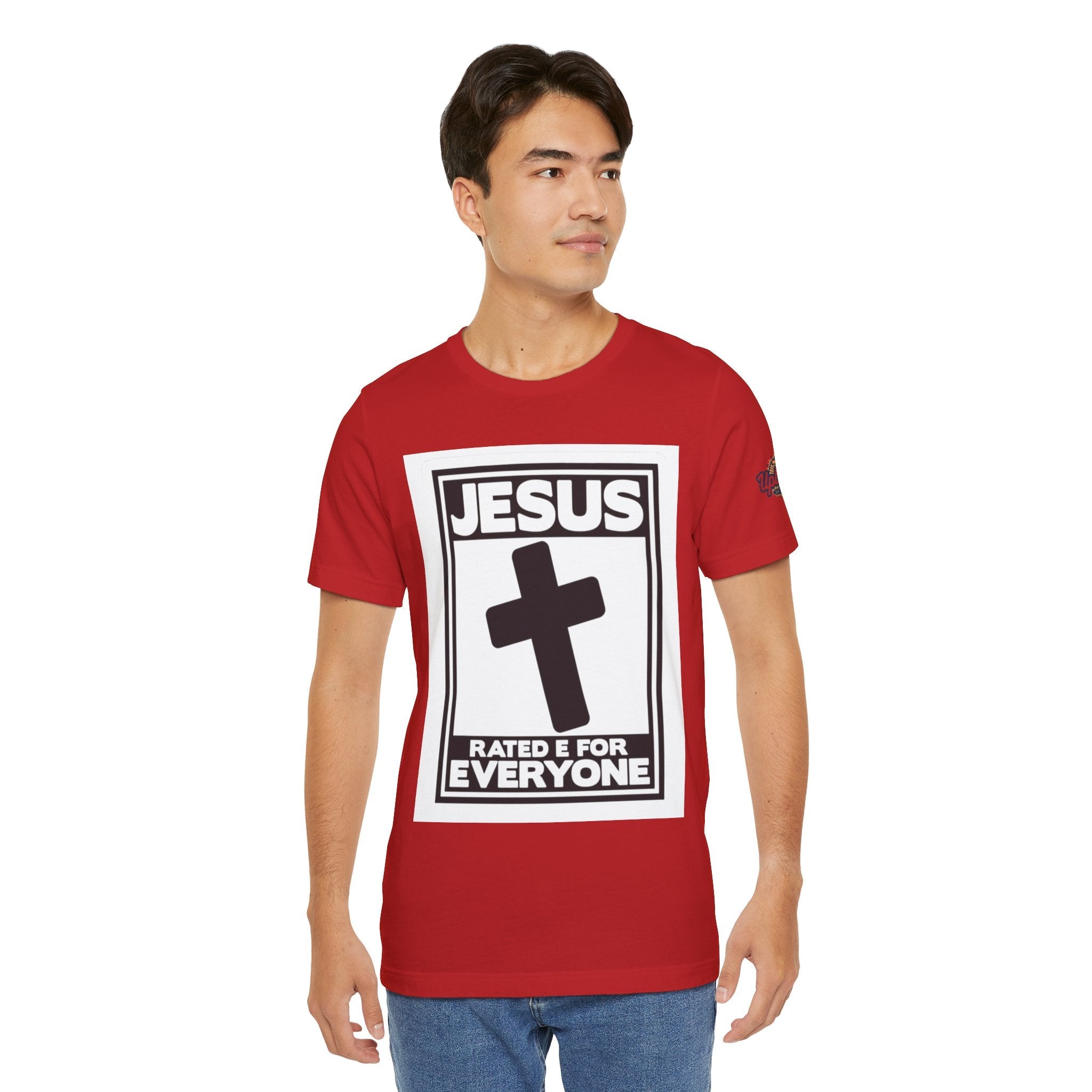 Jesus, Rated E for Everyone T-shirt - Gamer Faith T-shirt - Christian Video Game Parody Printify