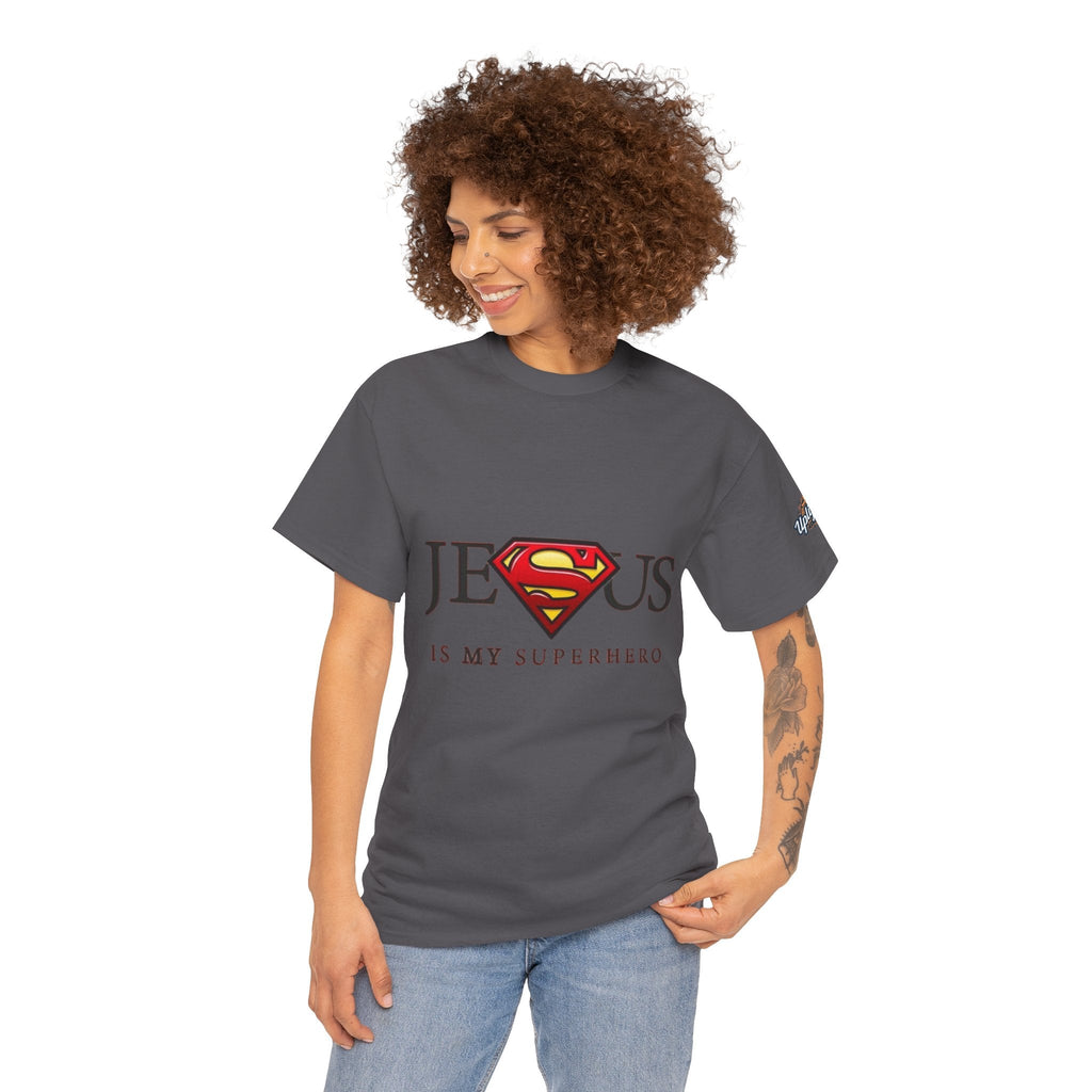Jesus Is My Superhero T-Shirt — Faith-Based Superman-Inspired Tee Printify