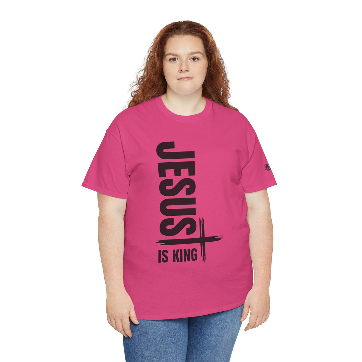Jesus Is King T-shirt | Modern Typographic Cross Christian T-shirt Printify