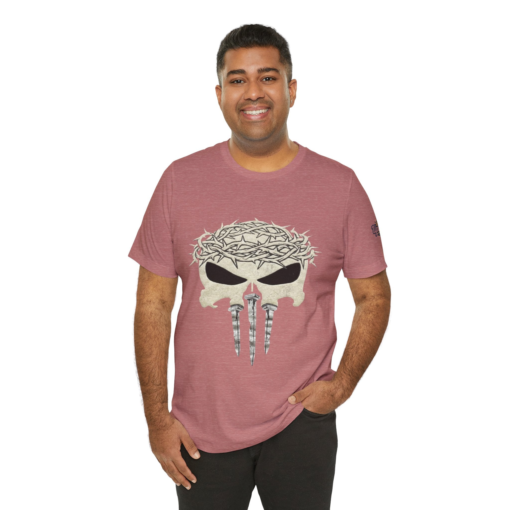 Christian Skull T-shirt - Crown of Thorns & Nails - Warrior Faith T-shirt Printify