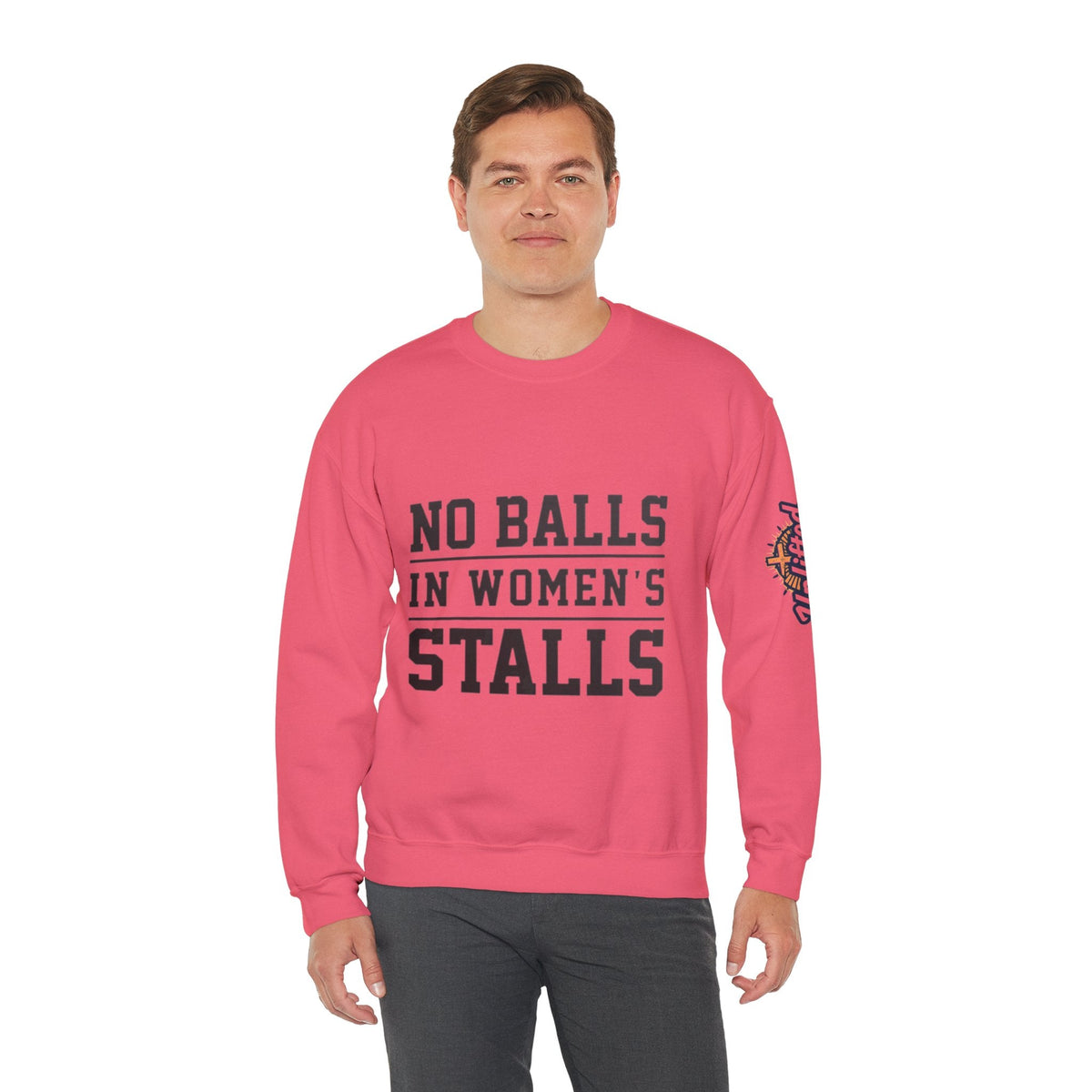 No Balls in Women's Stalls Crewneck Sweatshirt — Bold Statement Pullover Printify