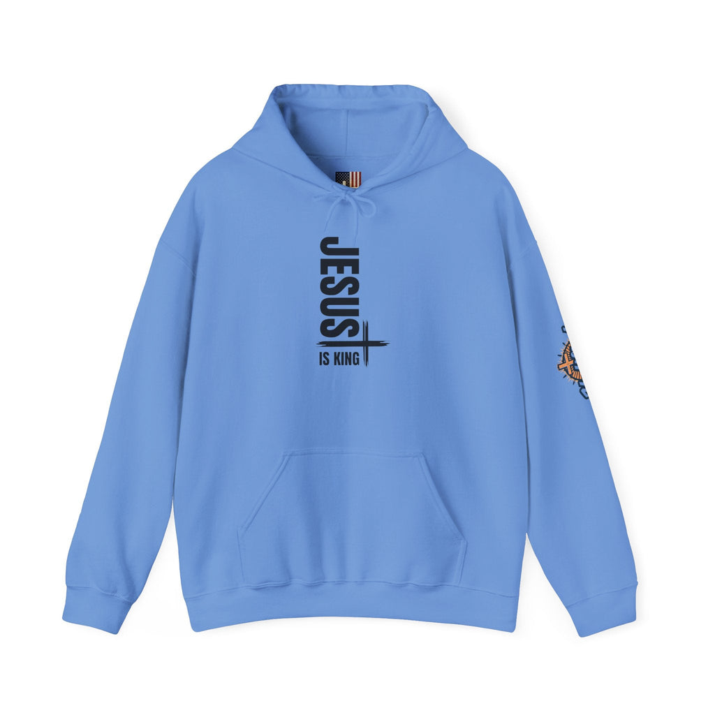 Jesus Is King Hoodie | Modern Typographic Cross Christian Hoodie Printify
