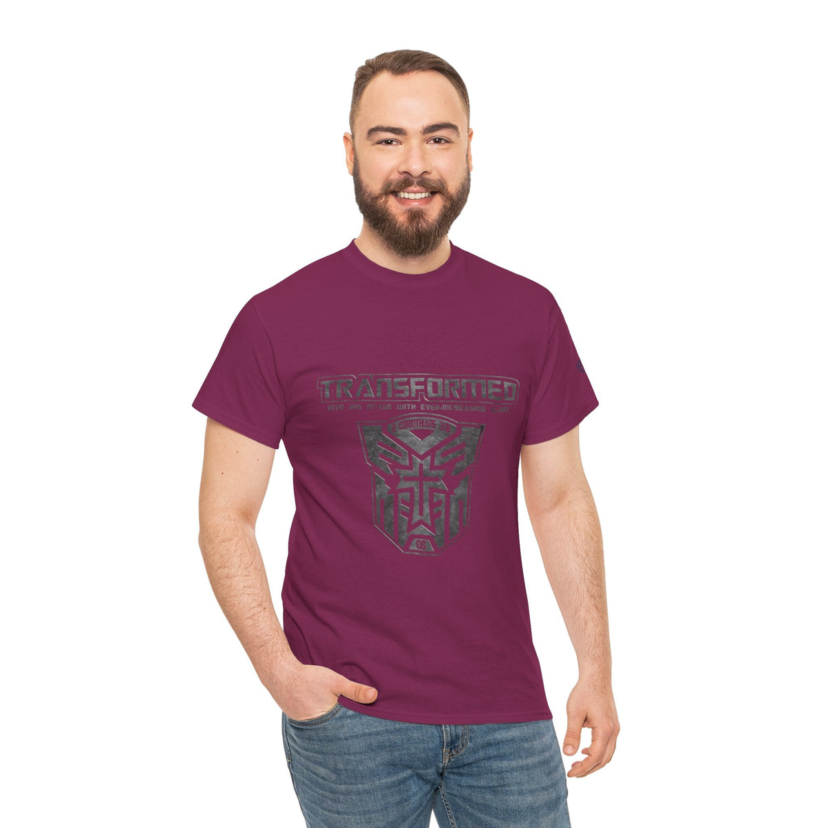 Transformer Logo Christian T-shirt | 2 Corinthians 3:18 Bible Verse T-shirt Printify