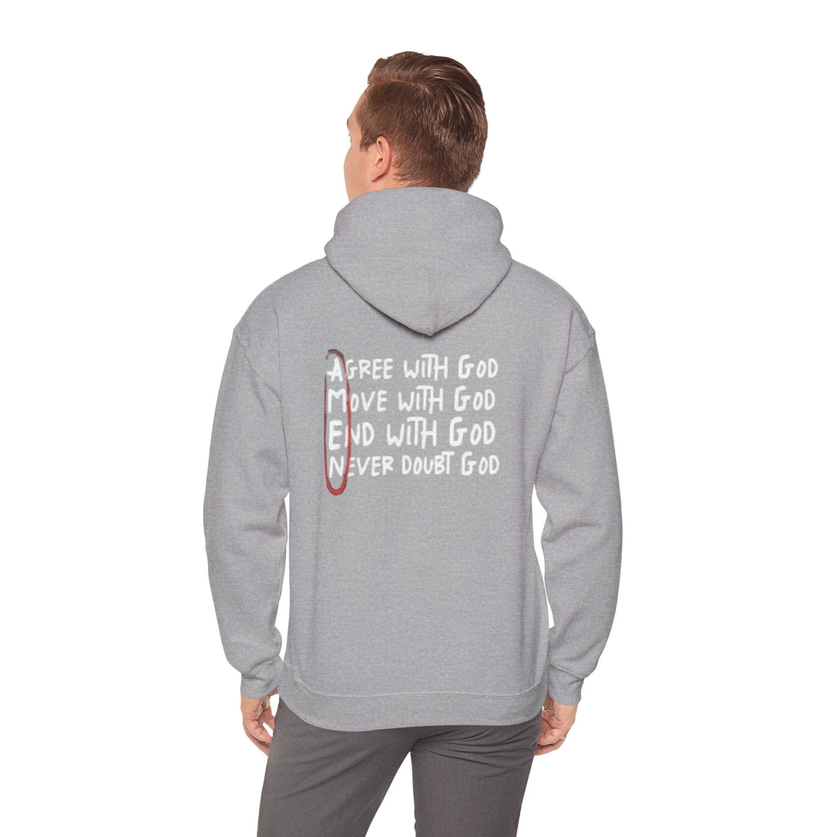 AMEN Acronym Hoodie – Agree with God Move with God End with God Never Doubt God Christian Sweatshirt for Unwavering Faith Printify