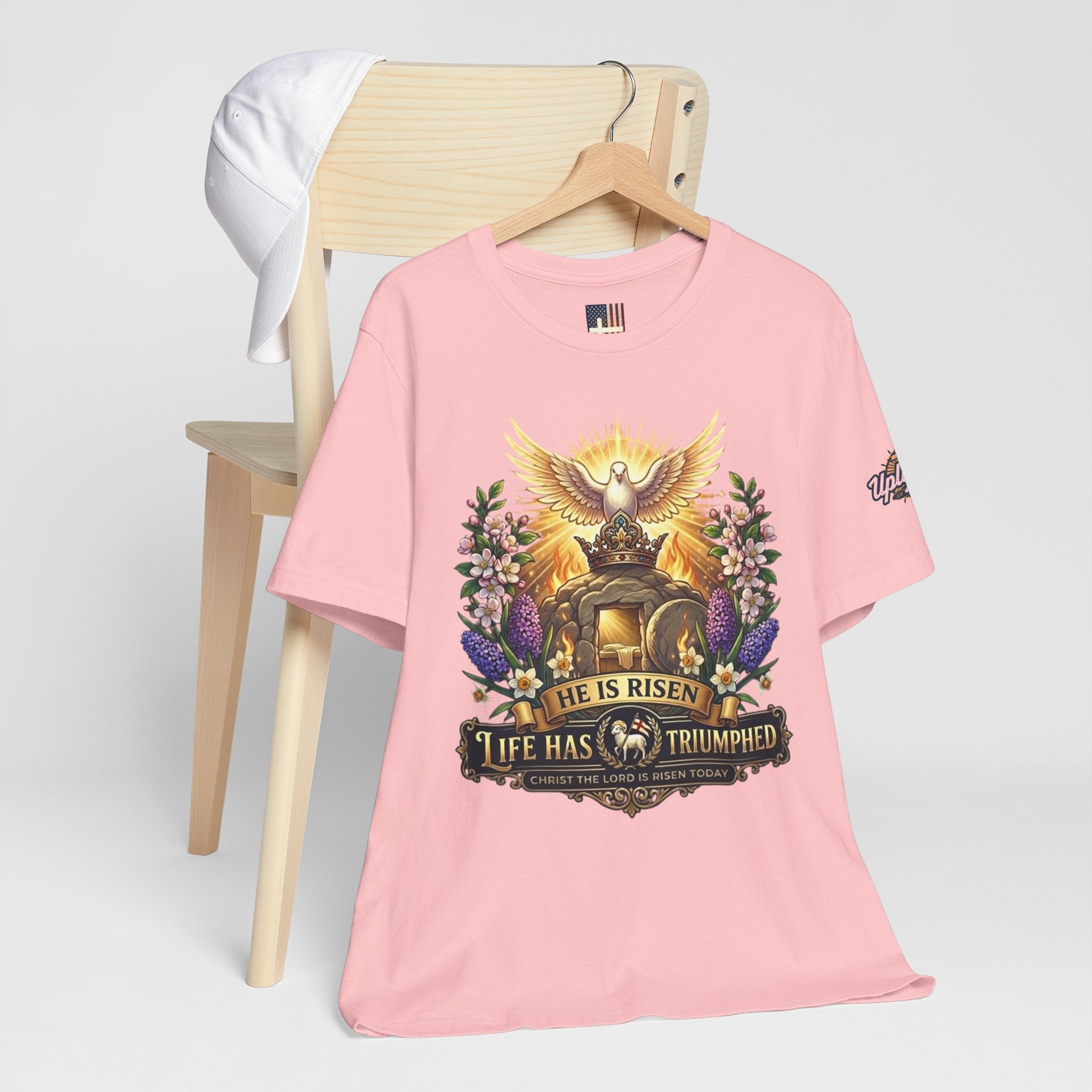 He Is Risen "Life Has Triumphed" T-Shirt — Easter Resurrection Christian Tee Printify