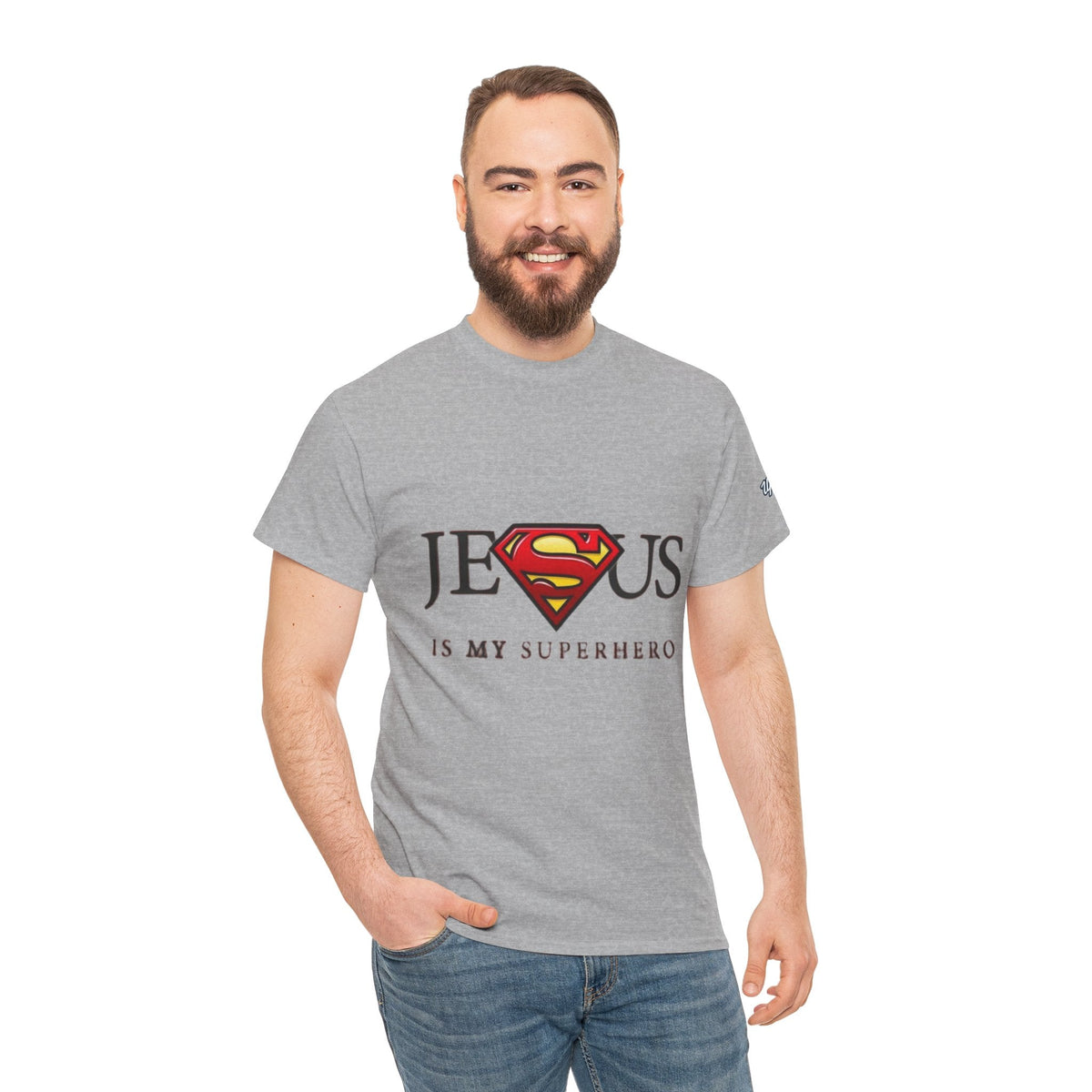 Jesus Is My Superhero T-Shirt — Faith-Based Superman-Inspired Tee Printify