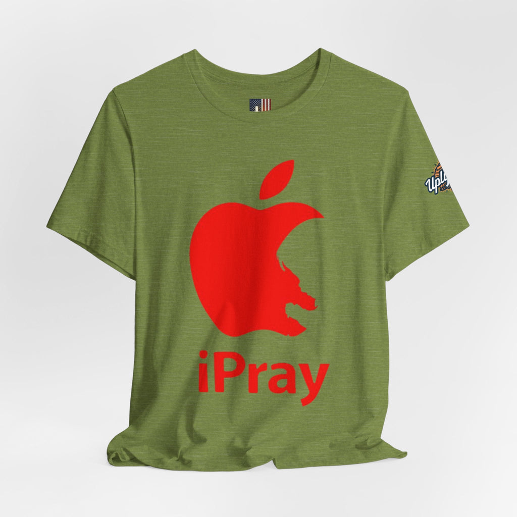iPray Red Apple Christian T-Shirt — Faith Graphic Tee Printify