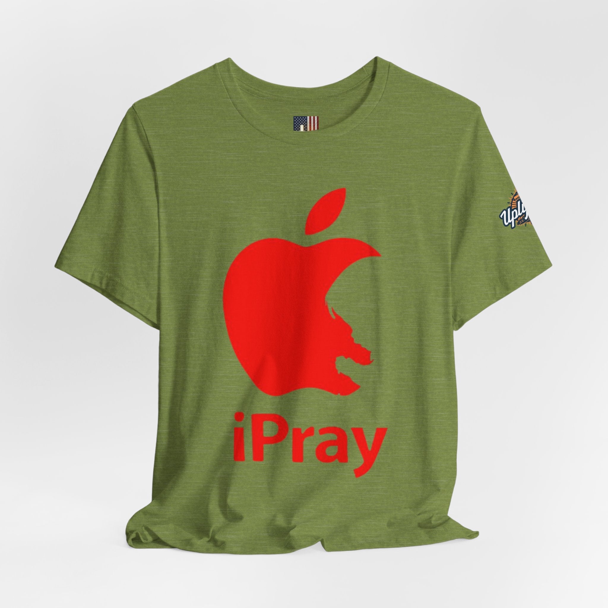 iPray Red Apple Christian T-Shirt — Faith Graphic Tee Printify