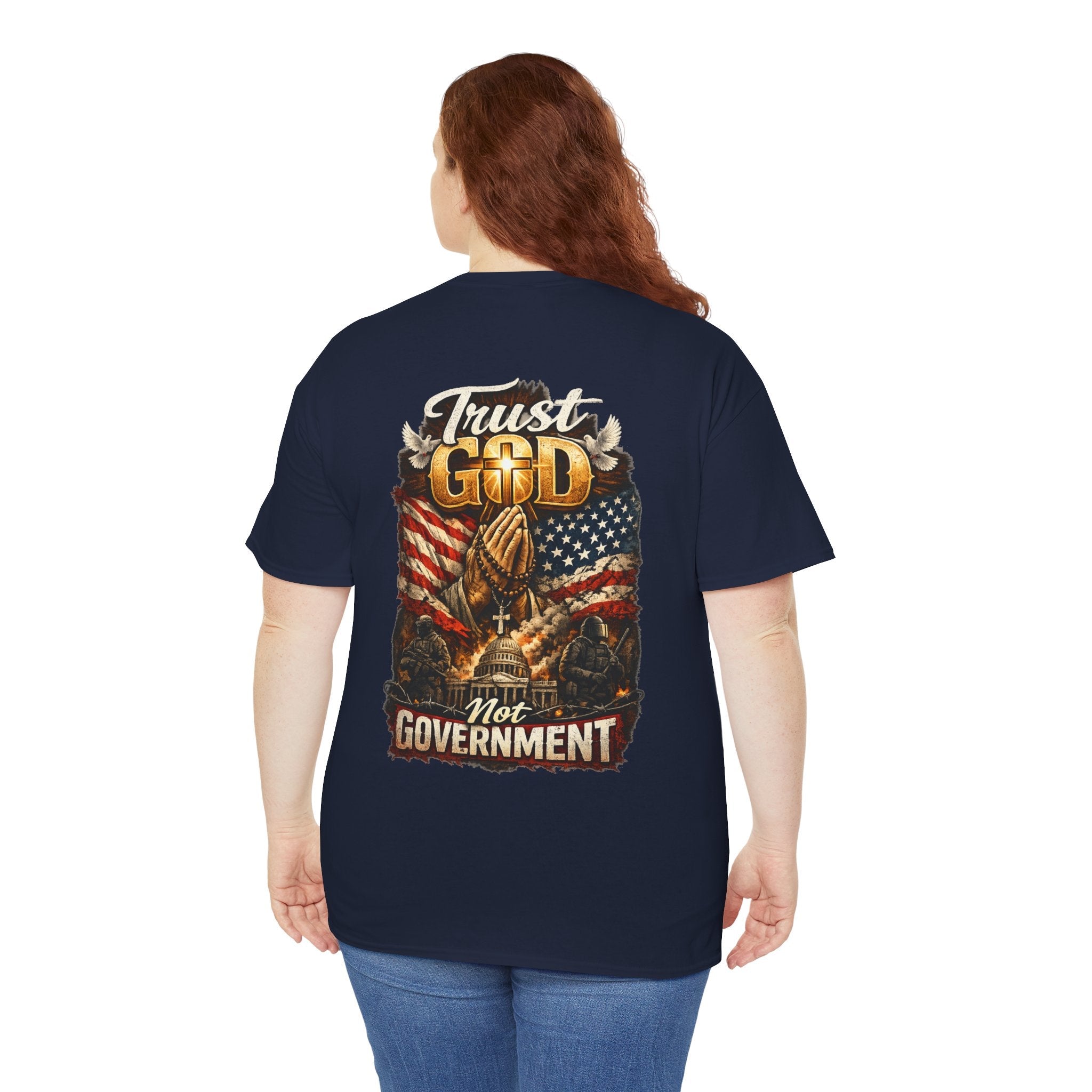 Trust God Not Government T-Shirt — Vintage Patriotic Christian Tee Printify