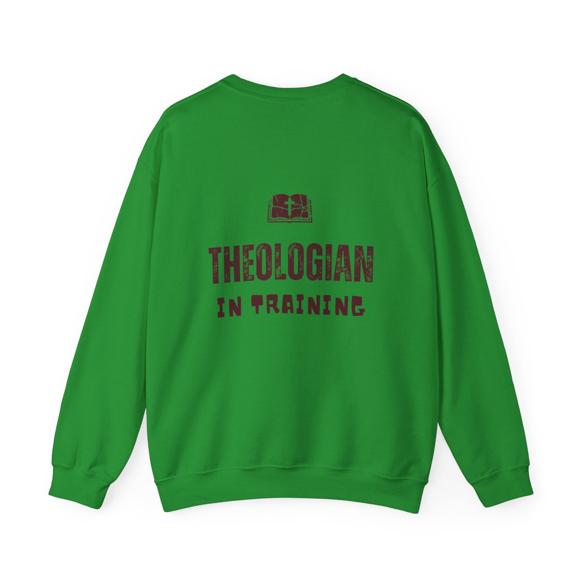 Theologian in Training Sweatshirt – Open Bible & Cross Christian Sweatshirt for Faithful Growth Printify