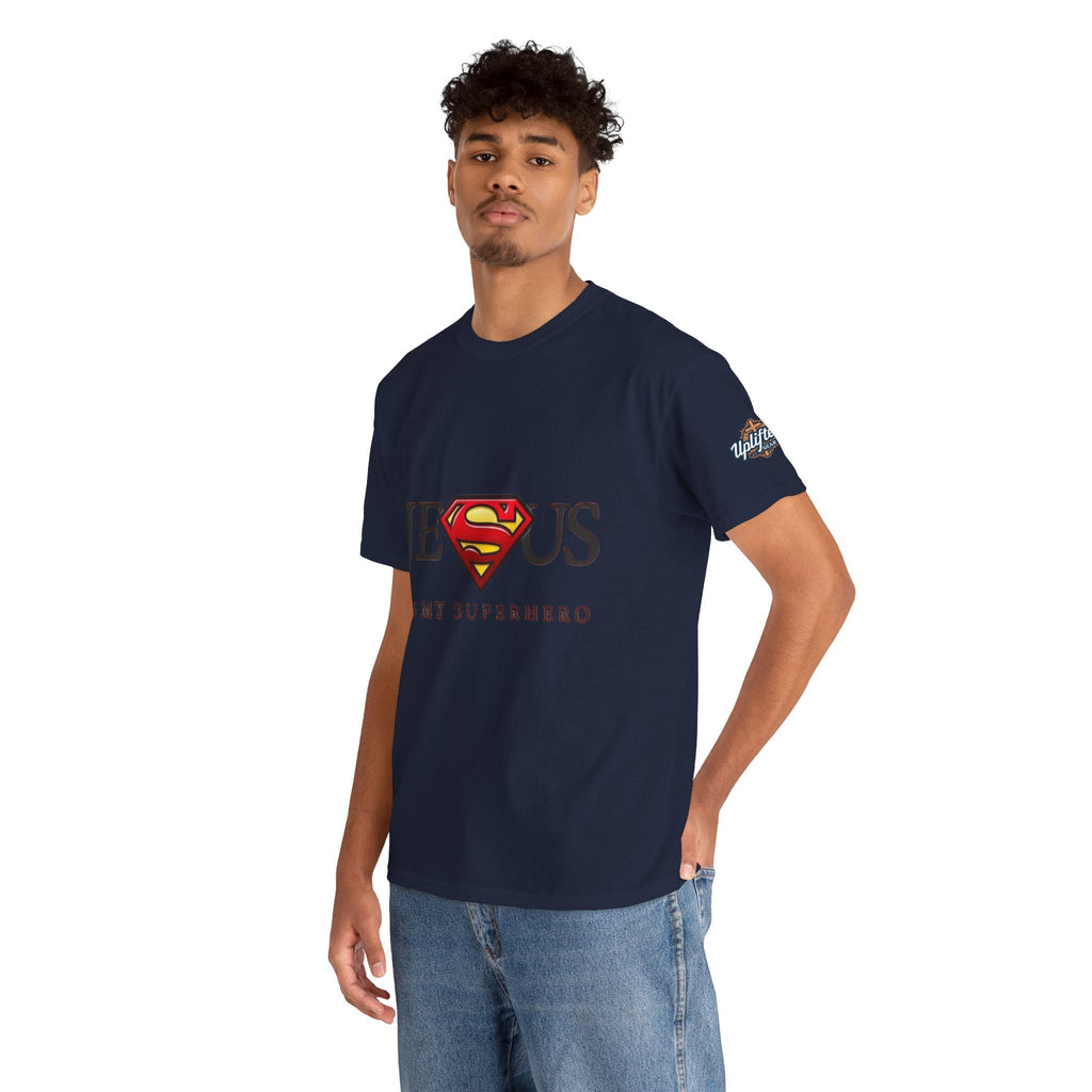 Jesus Is My Superhero T-Shirt — Faith-Based Superman-Inspired Tee Printify