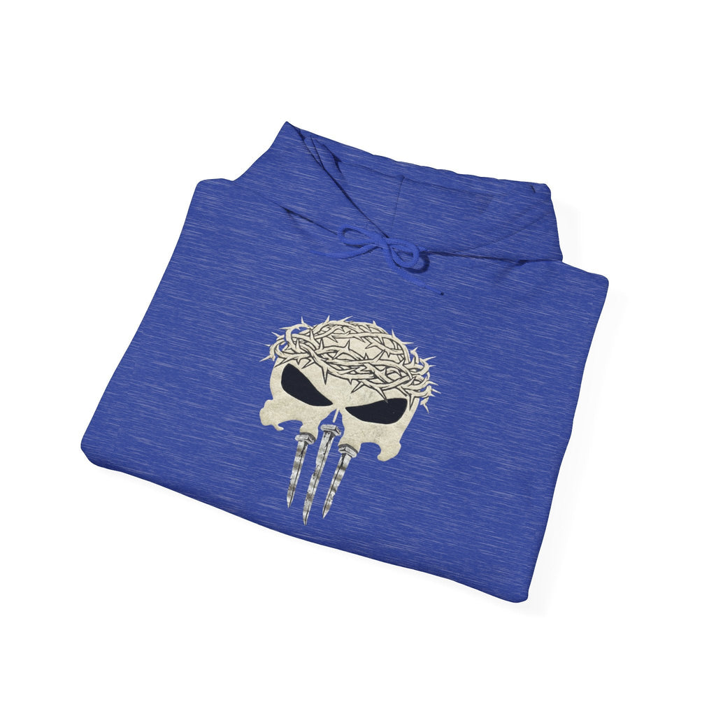 Christian Skull Hoodie - Crown of Thorns & Nails - Warrior Faith Hoodie Printify