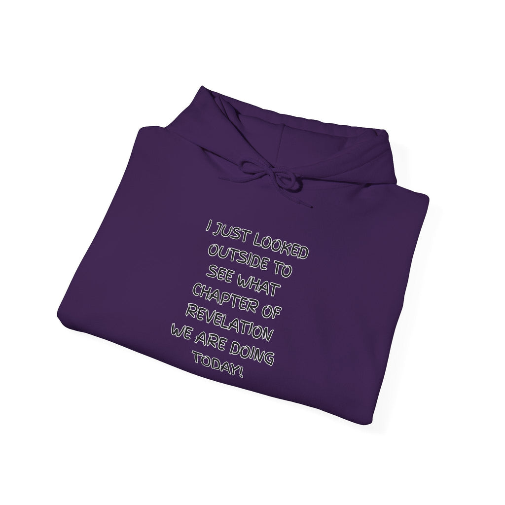 What Chapter of Revelation Hoodie – I Looked Outside My Window Christian Sweatshirt for End Times Humor & Faith Printify