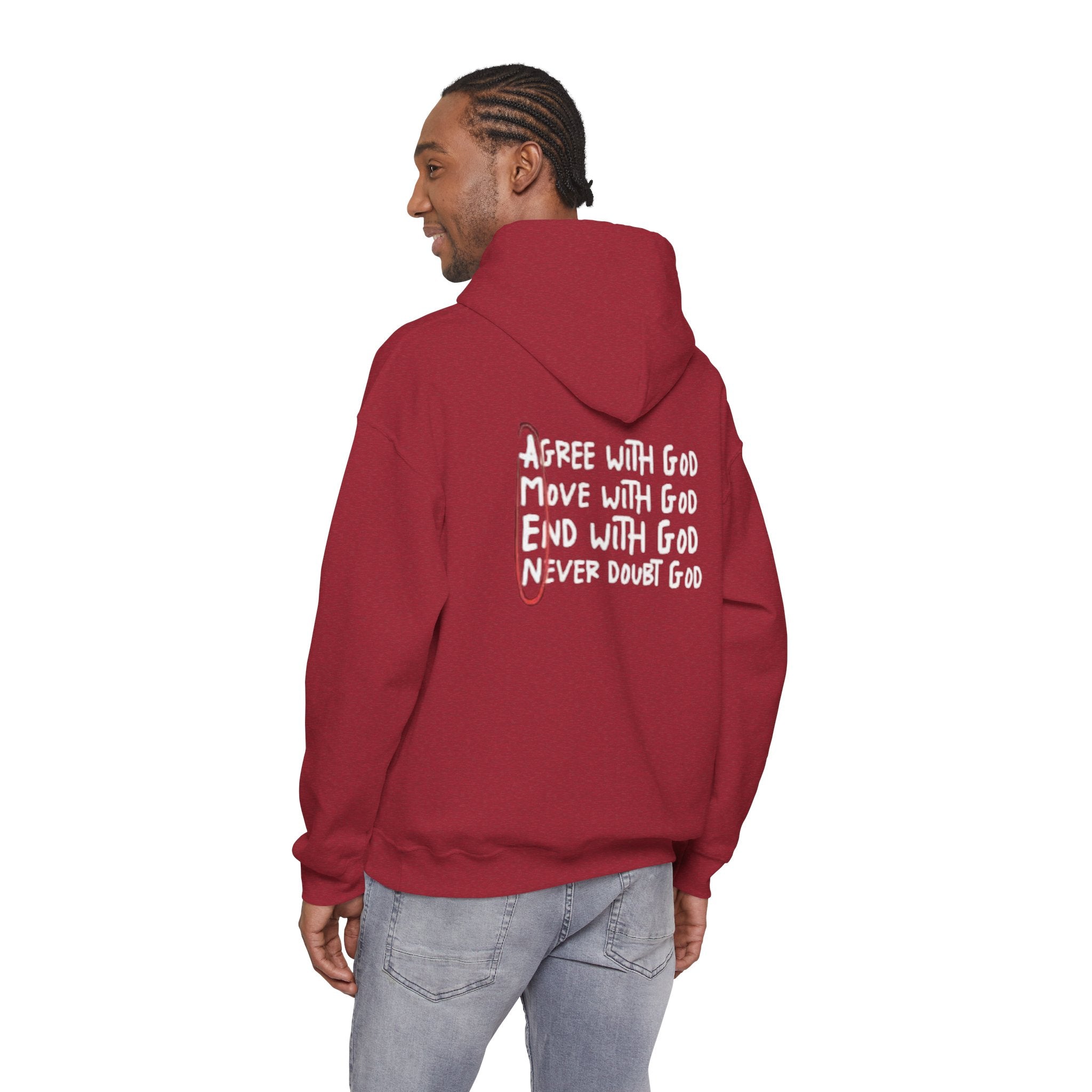 AMEN Acronym Hoodie – Agree with God Move with God End with God Never Doubt God Christian Sweatshirt for Unwavering Faith Printify