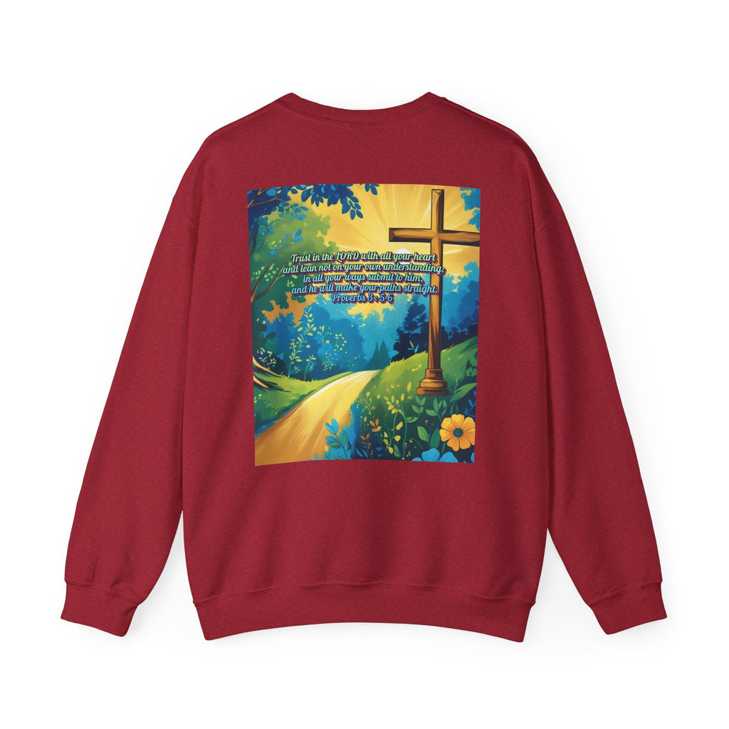 Trust in The Lord Proverbs 3:5-6 Biblical Design Crewneck Sweatshirt Printify