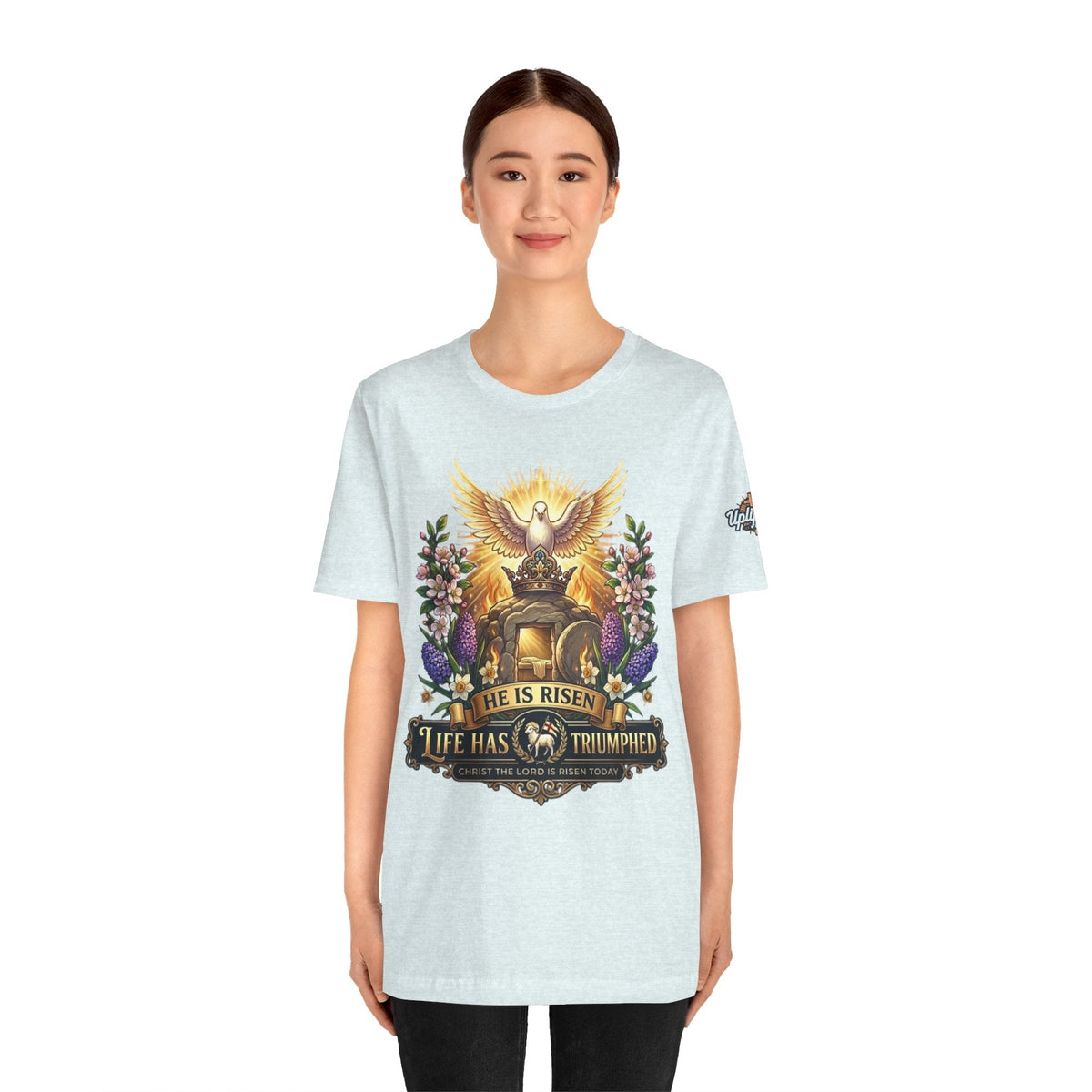 He Is Risen "Life Has Triumphed" T-Shirt — Easter Resurrection Christian Tee Printify
