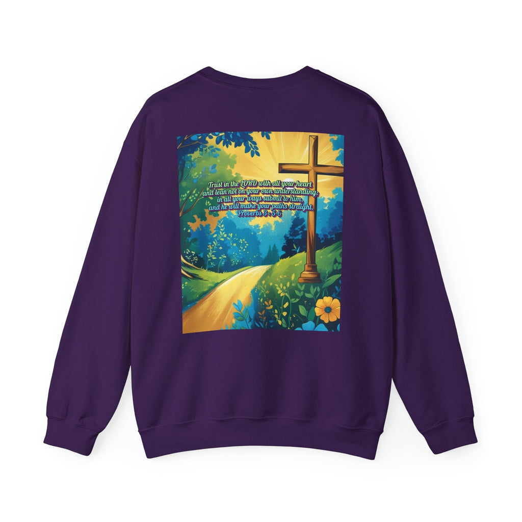 Trust in The Lord Proverbs 3:5-6 Biblical Design Crewneck Sweatshirt Printify