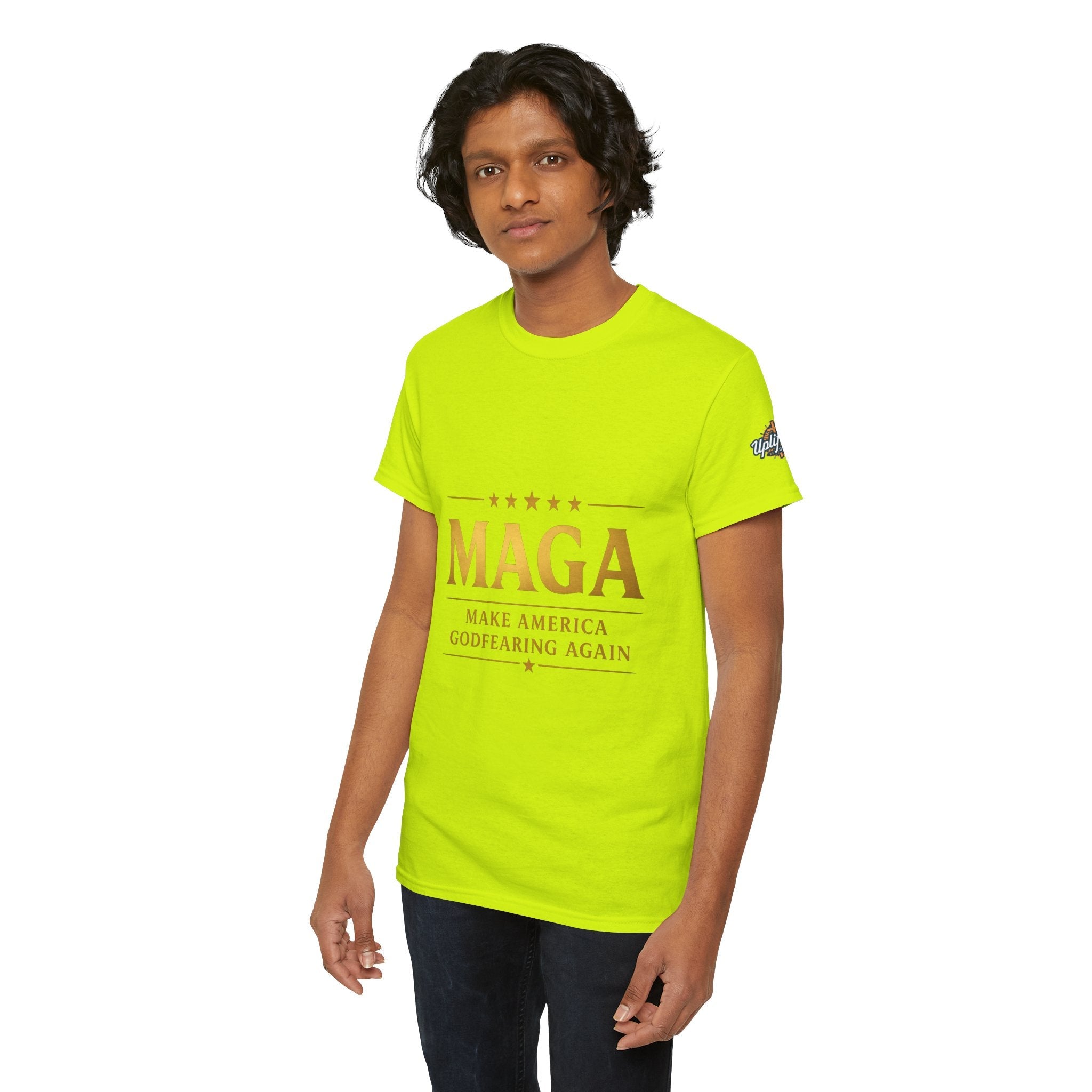 MAGA Gold Letter T-Shirt — "Make America Great Again" Printify