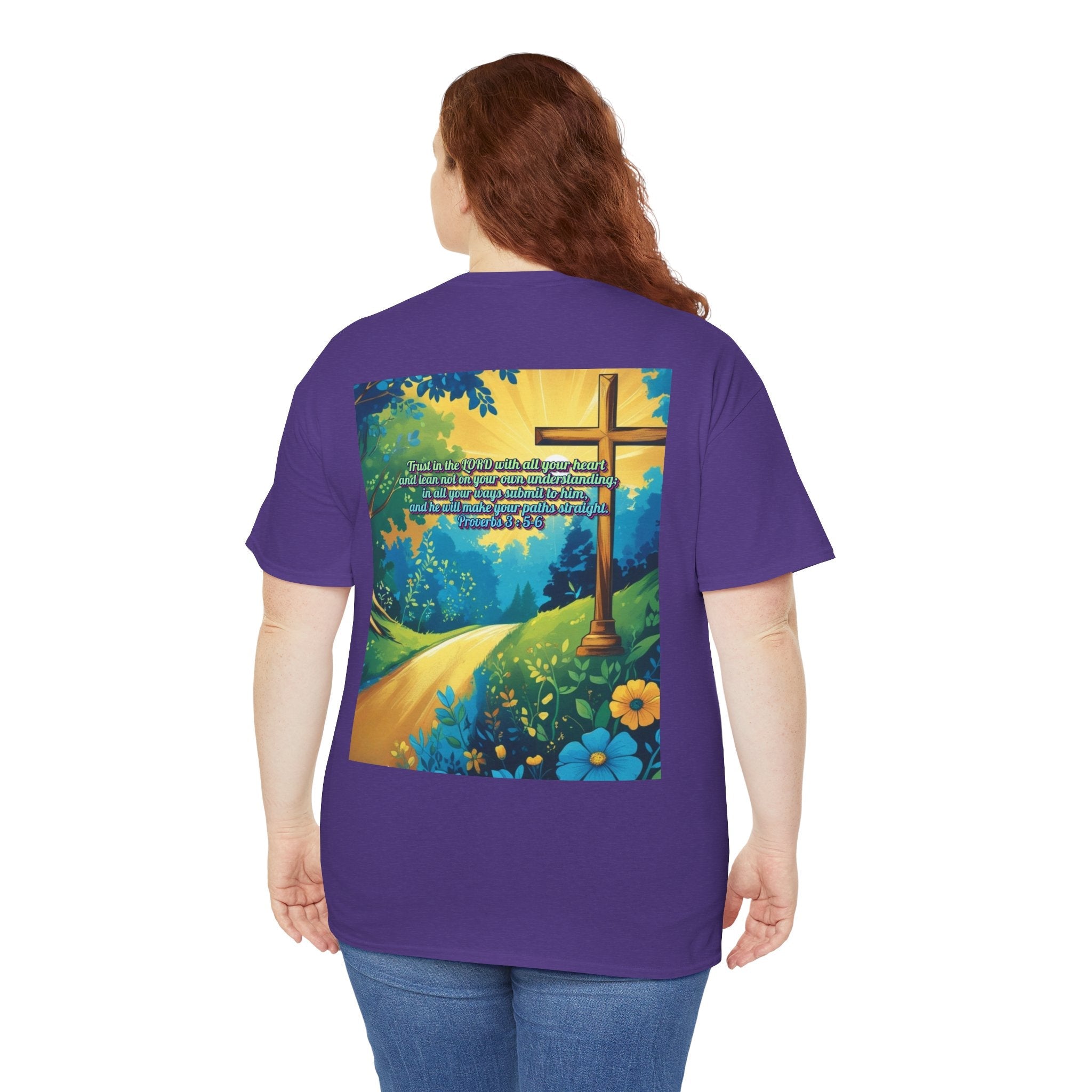 Trust in The Lord Proverbs 3:5-6 Biblical Design Unisex Heavy Cotton Tee Printify