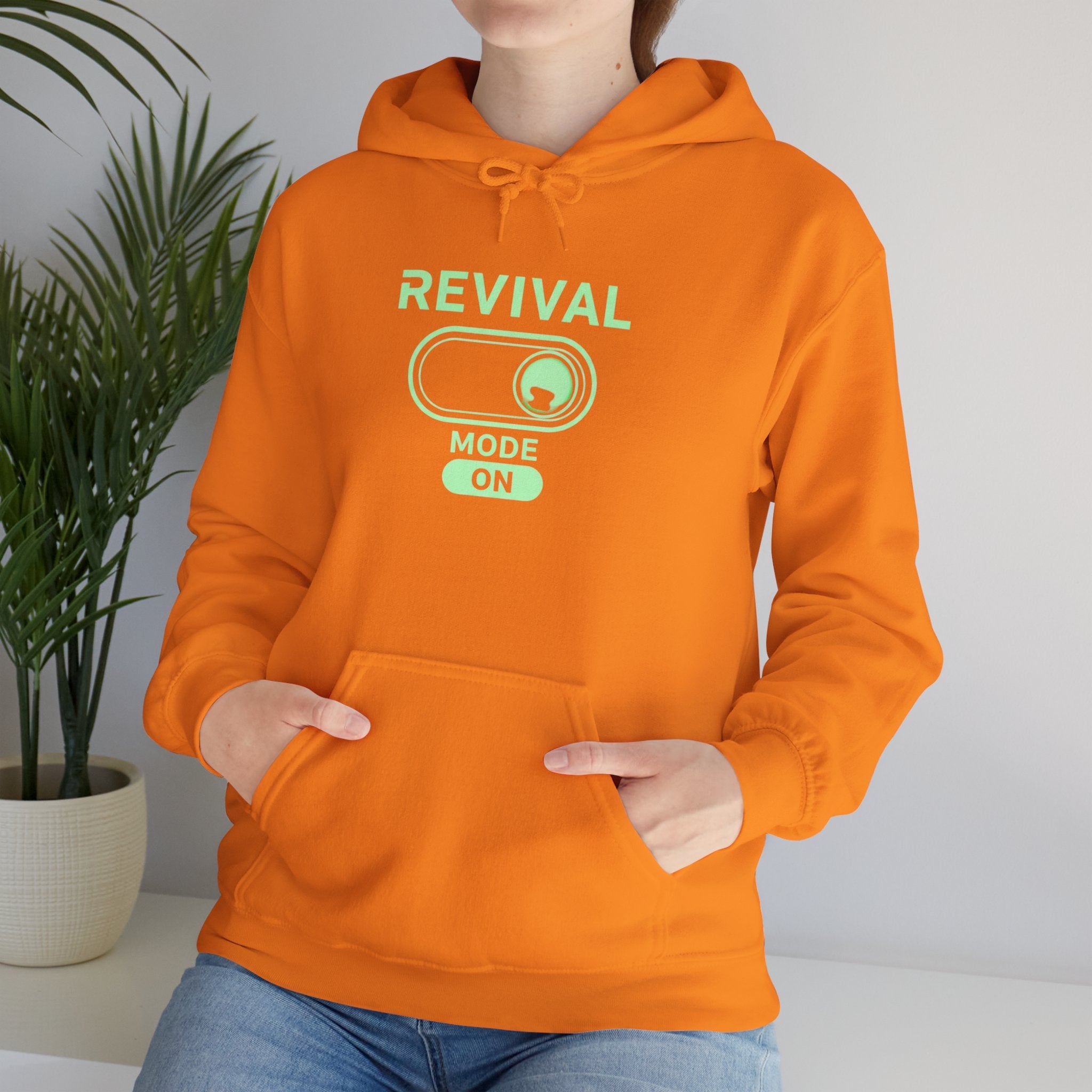 🔥 Revival Mode: ON – Christian Techwear Hoodie | Glowing Green Faith Switch | Futuristic Jesus Shirt | Activate Your Spiritual Awakening | Uplifted Gear Printify