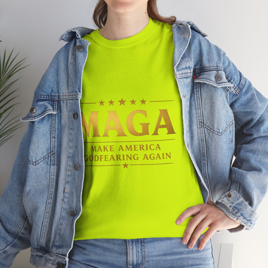 MAGA Gold Letter T-Shirt — "Make America Great Again" Printify