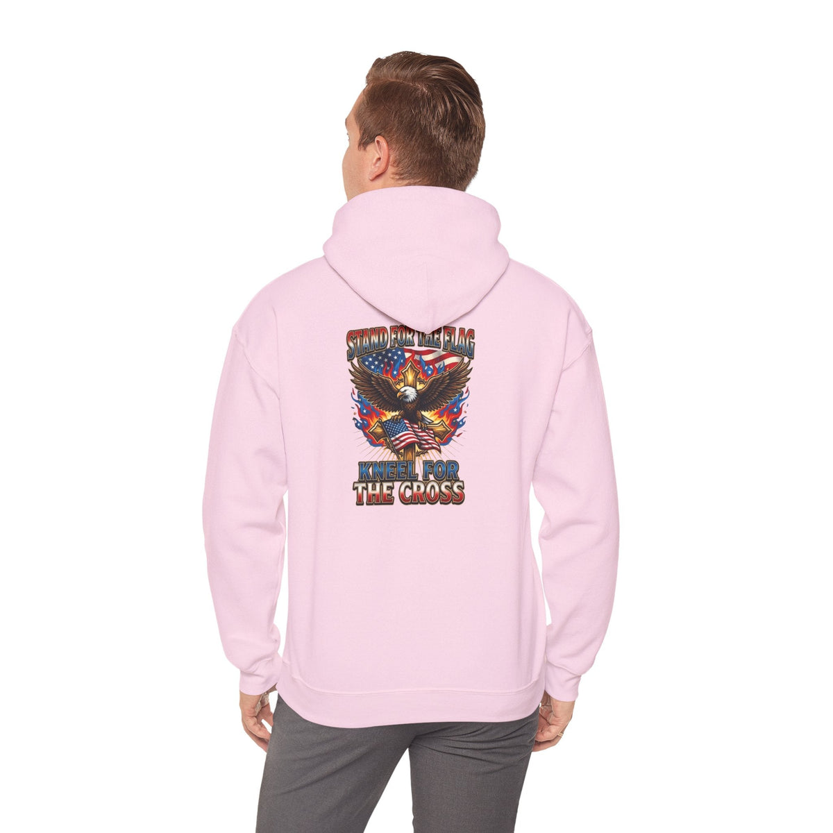 Stand for the Flag Kneel for the Cross Hoodie | Patriotic Eagle Hoodie Printify