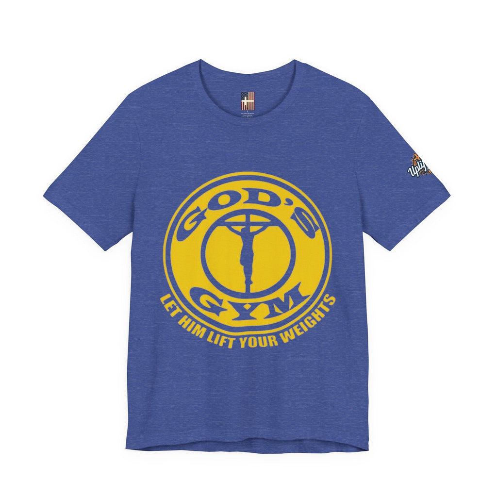 God's Gym T-Shirt — "Let Him Lift Your Weights" Christian Fitness Tee Printify