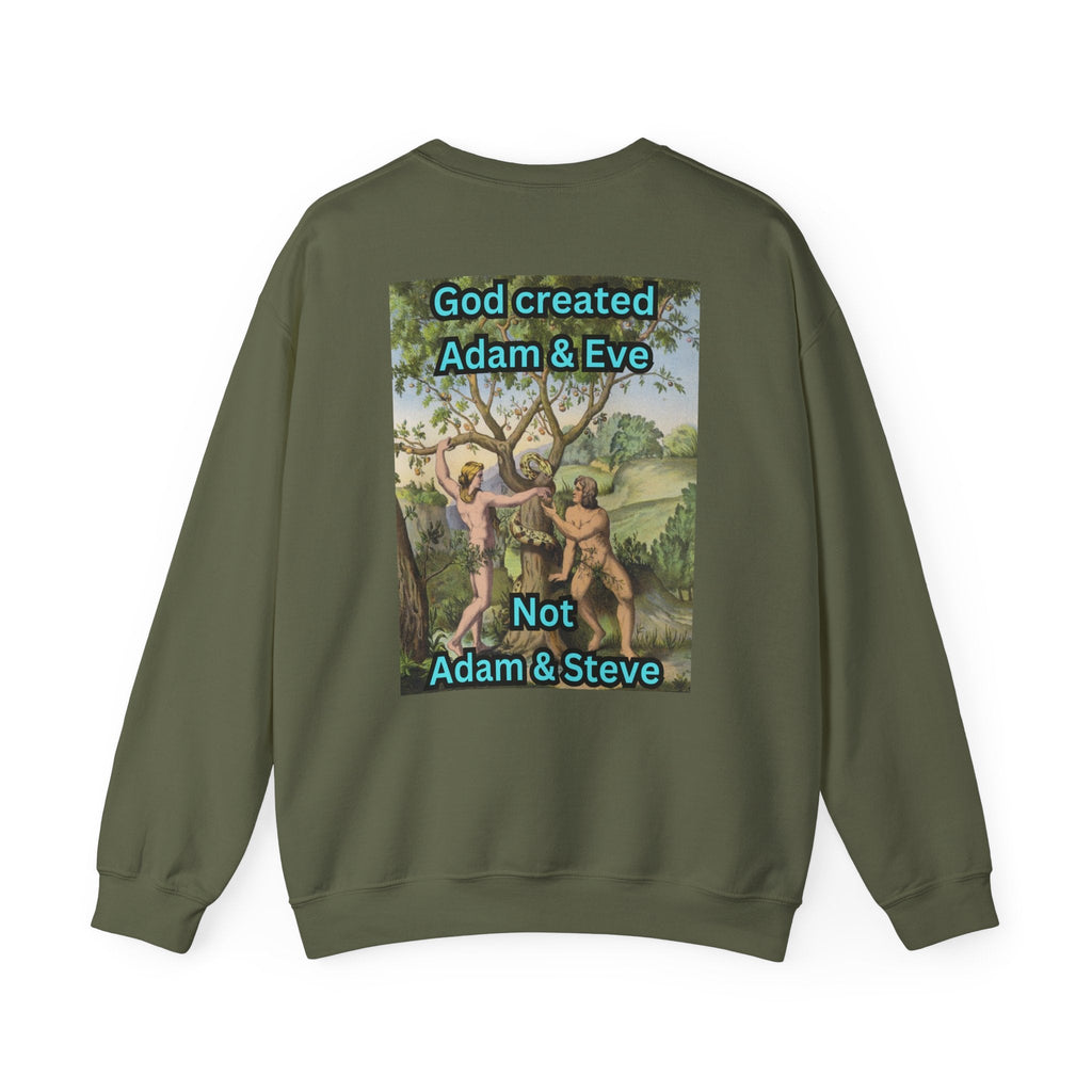 God Created Adam and Eve Sweatshirt – Biblical Truth Christian Sweatshirt for Unshakable Faith Printify
