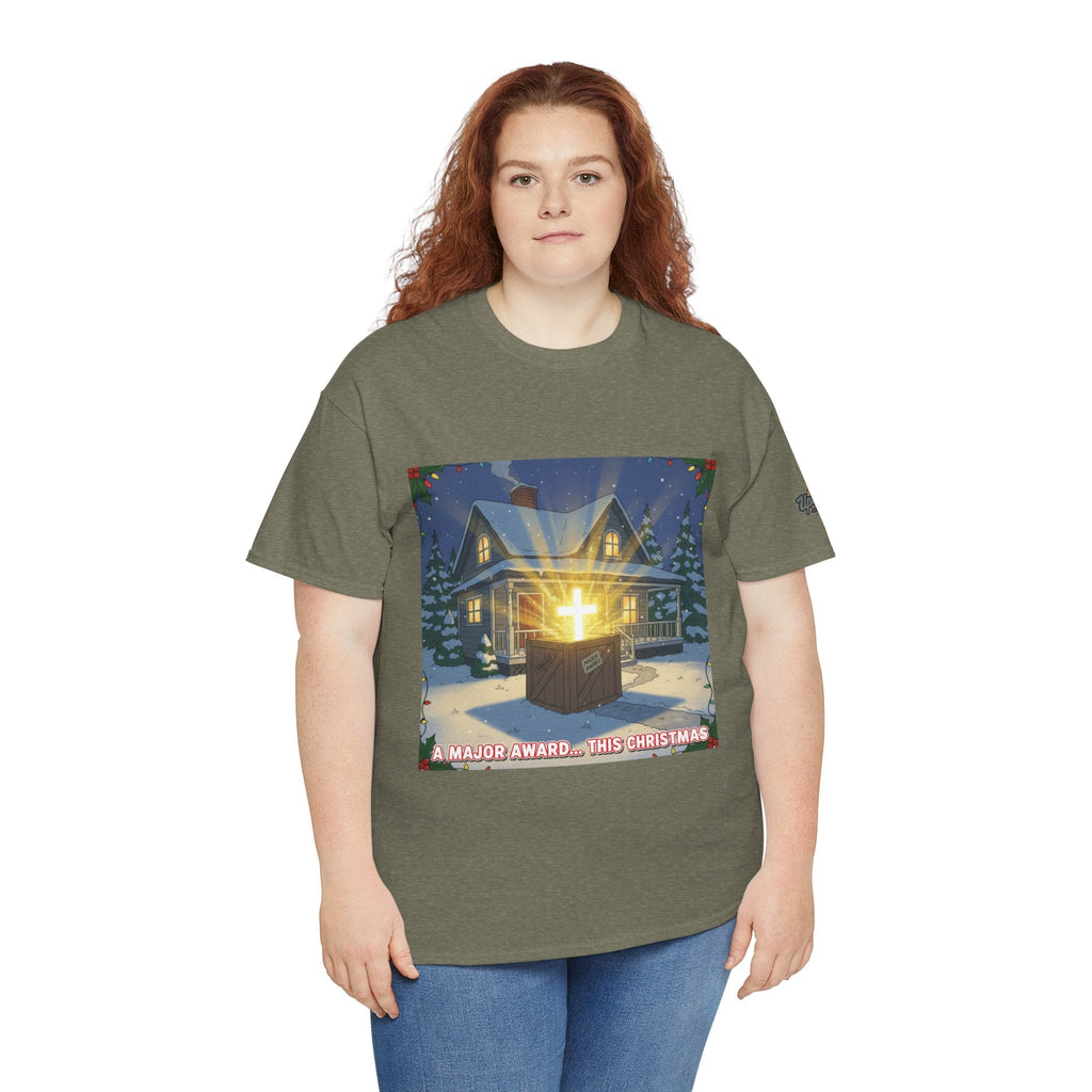 A Major Award This Christmas T-shirt – Fragile Leg Lamp Parody Cross Unboxing Christian T-shirt for Hilarious Faith & Holiday Glow Printify