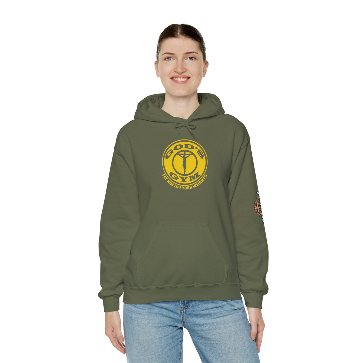 God's Gym Hoodie — "Let Him Lift Your Weights" Christian Fitness Hoodie Printify