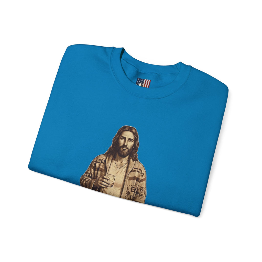 Abide Jesus Sweatshirt — Vintage 'The Dude' Religious Graphic Sweatshirt Printify